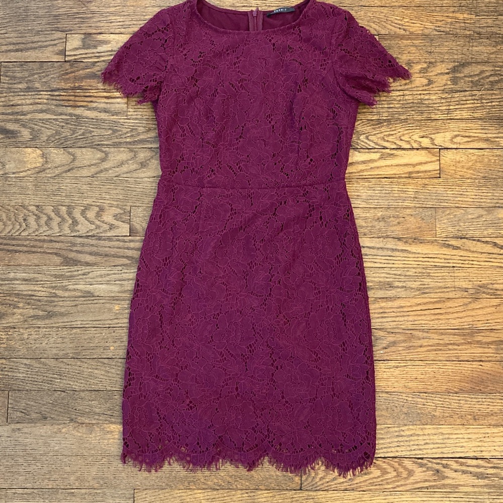 Esprit Lace Mini Dress in Deep Purple